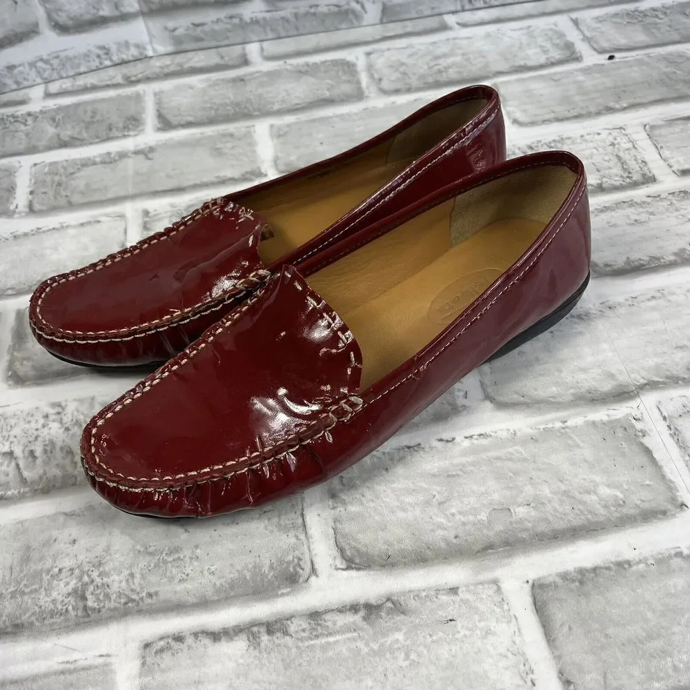 Talbots Women's Size 7 B Red Patent Leather Slip On Loafers Shoes